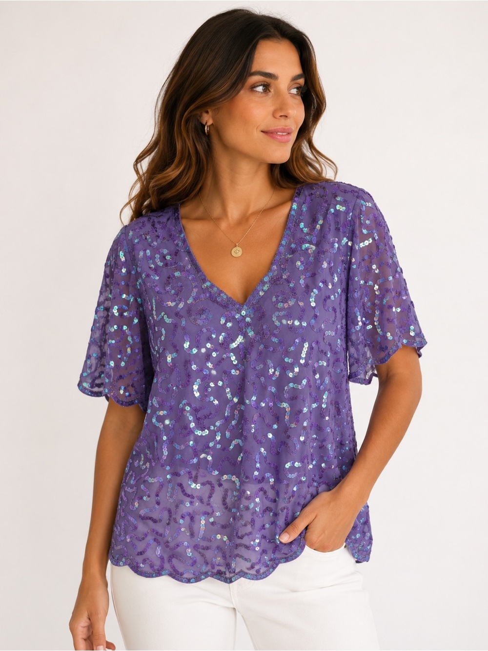 Lavender Sequin Blouse